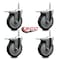 Service Caster 5 Inch Thermoplastic  Rubber Swivel 58 Inch Threaded Stem Caster Set with Total Lock Brake SCC-TSTTL20S514-TPRB-58212-4 - alternate 3